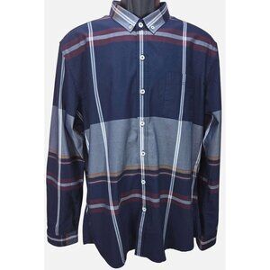 7 Diamonds Vintage Mens Plaid Long Sleeve Button-Up Shirt Large
